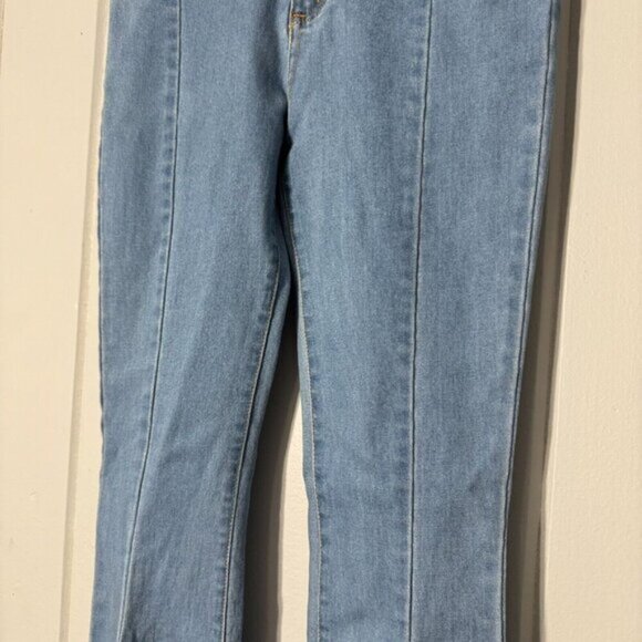 Peach Love California Denim Wide Raw Edge Bell Bottoms Flare Shredded Hem Boho S - Picture 3 of 15